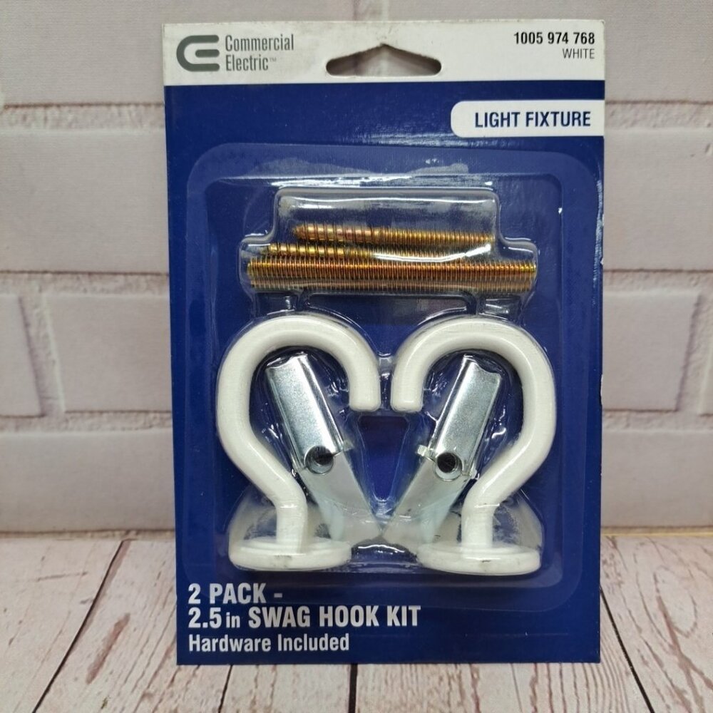 2 Pc Swag Ceiling Hooks with Hardware Plants Lights  Hanging‎ 2.5in White Finish